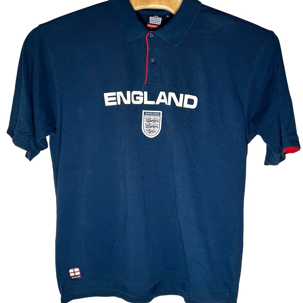 VTG England National Football Team Admiral Mens Polo XL Navy Three Lions Soccer